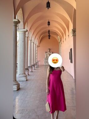 Women’s Backless Summer Midi Dress in Fuchsia eyelet